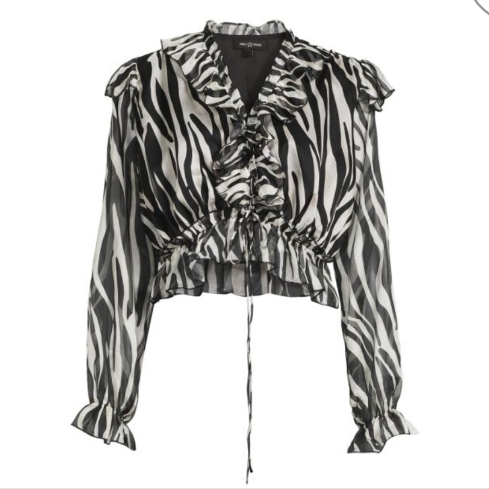 New Saks brand Area Stars Bari Animal Print Crop Top size medium - Picture 4 of 7